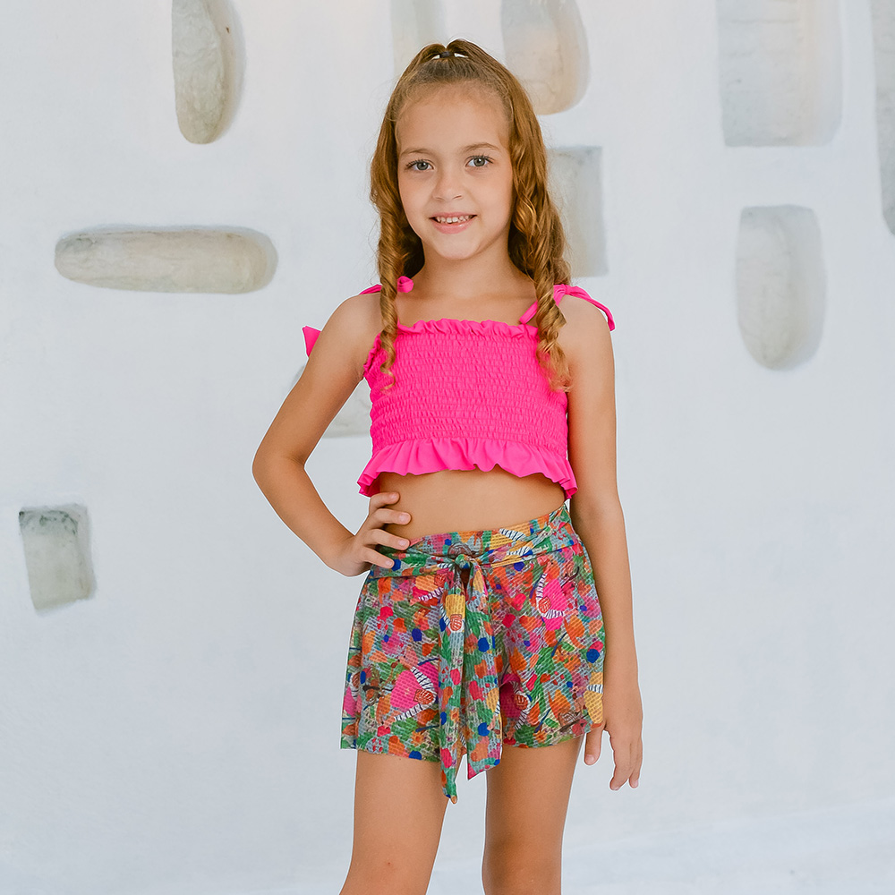 Short Laço Evasê Ciclistas Floral ✅