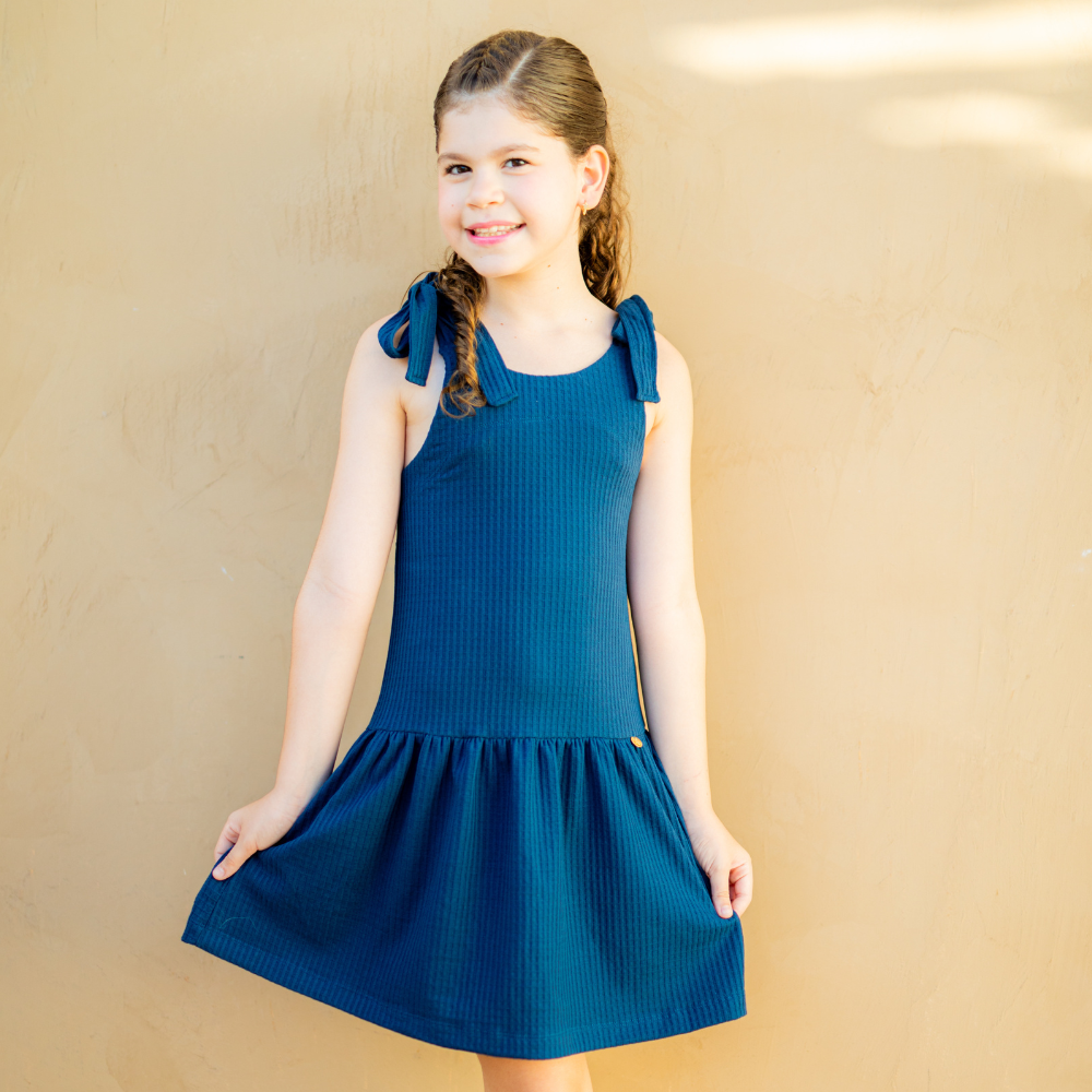 Vestido Waffle Marinho
